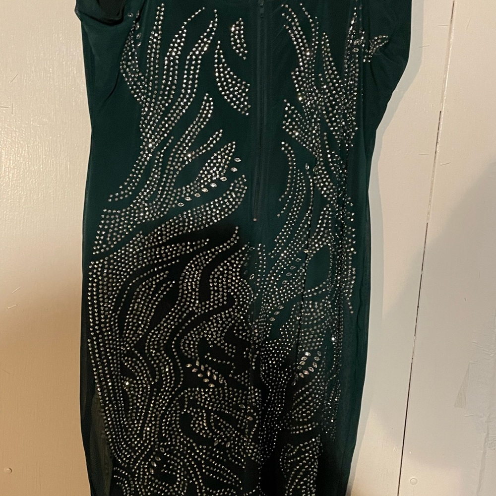 Olive green midi dazzling dress w bodysuit suit